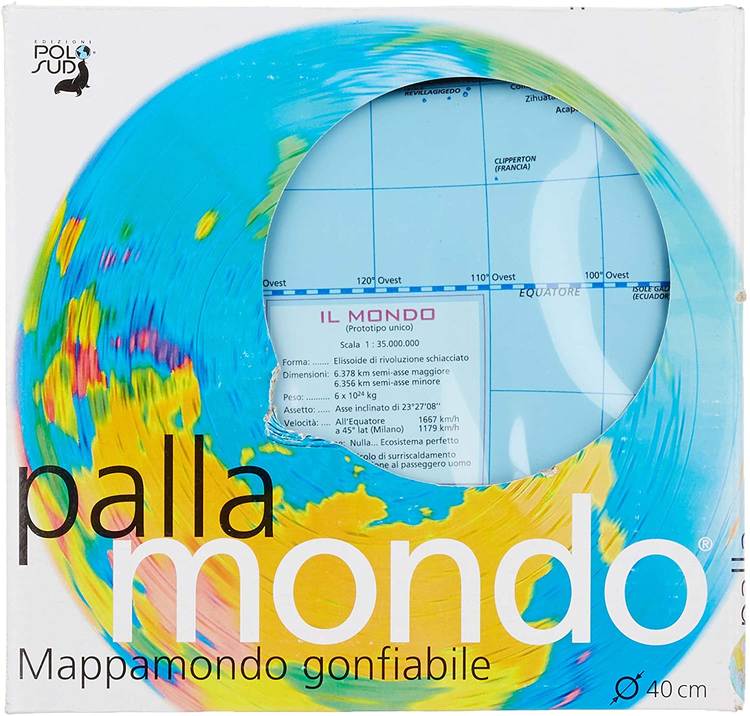 Pallamondo – Mappamondo Gonfiabile da 40 cm | Globo Geografico Educativo per Bambini